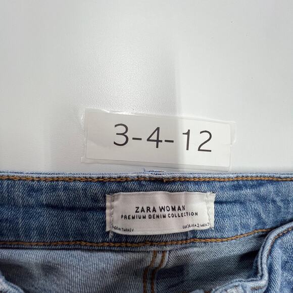 Zara Woman Jeans Womens 2 Blue Distressed Frayed Hem Premium Denim High Rise - Picture 5 of 8
